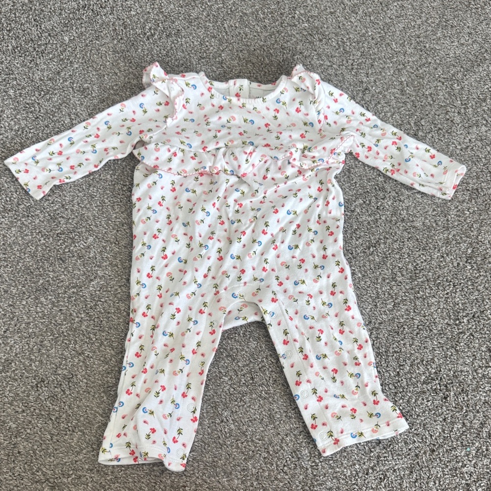 Janie and Jack White Floral Ruffle One-Piece Bodysuit